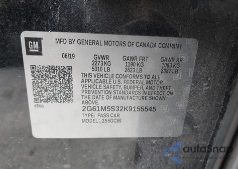 2019 Cadillac Xts Luxury z USA, uszkodzony, nr VIN 2G61M5S32K9155545